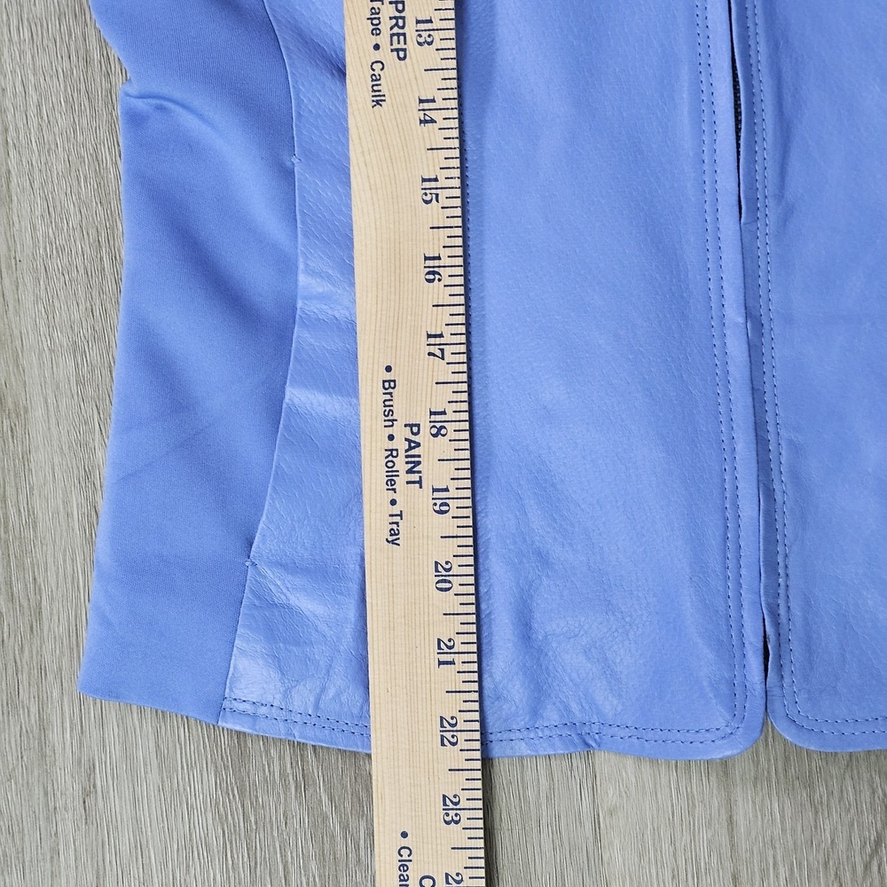 Hal Rubenstein Leather And Fabric Paneled Ladies Jacket Blue Size 6 - Picture 11 of 12